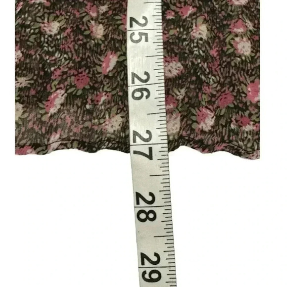 Cabi Size Medium‎ Knife Pleated Floral Bloom Button Mock Neck Balloon Sleeve Top - Picture 6 of 7